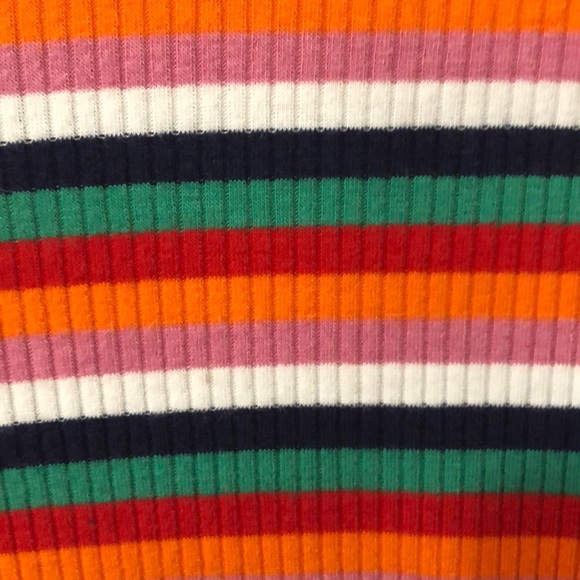 Ribbed Lettuce Edge Striped Crop Top - Picture 2 of 3